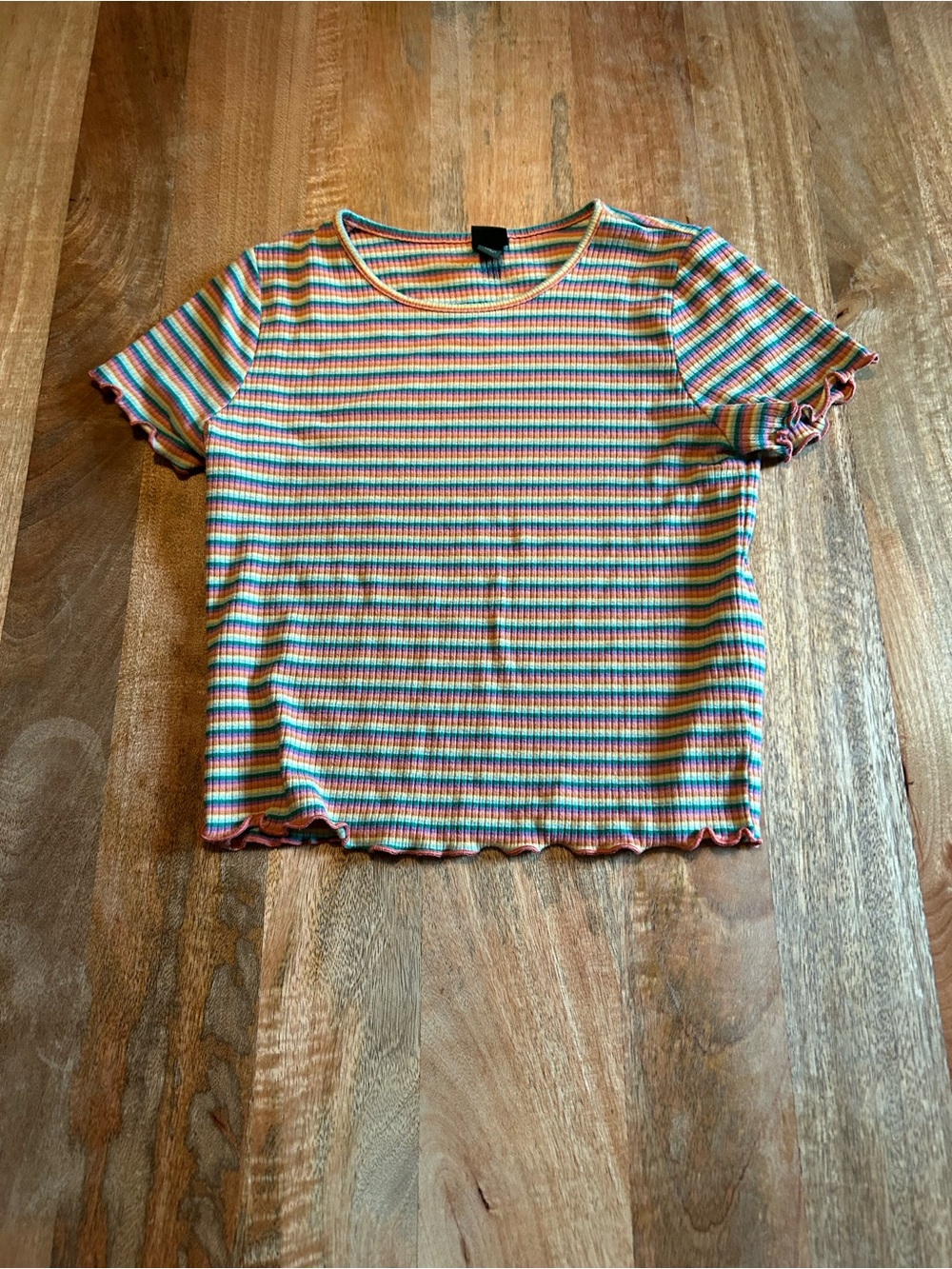 wild fable Rainbow Striped Ribbed Short Sleeve Tee